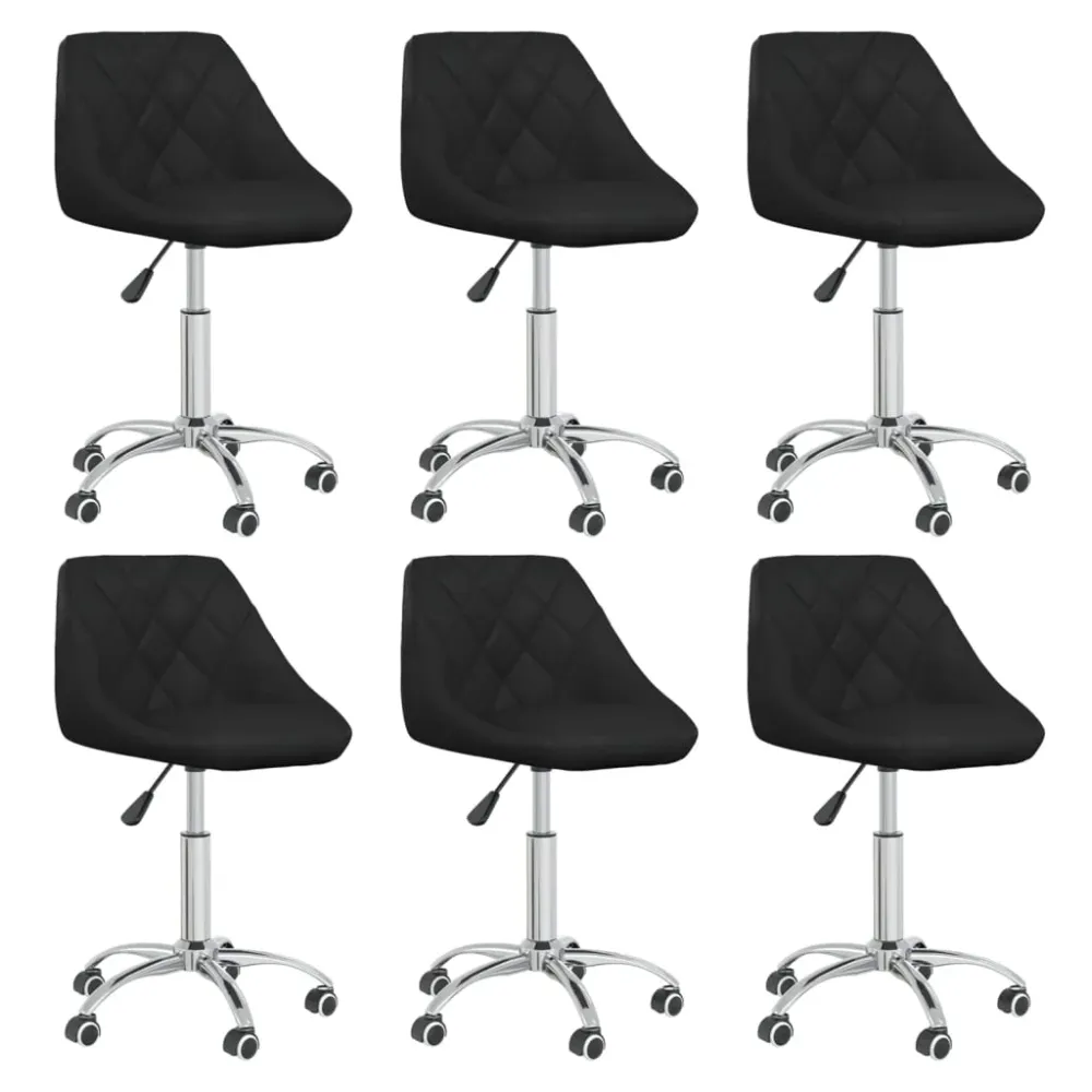 Lot de 6 chaises de salle à manger siège pivotant hauteur réglable en VINYLE noir DEC025443