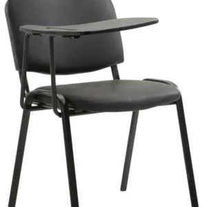 Chaise visiteur zone d'attente avec une petite table rabattable en tissu noir piètement à 4 pieds en métal 10_0002768