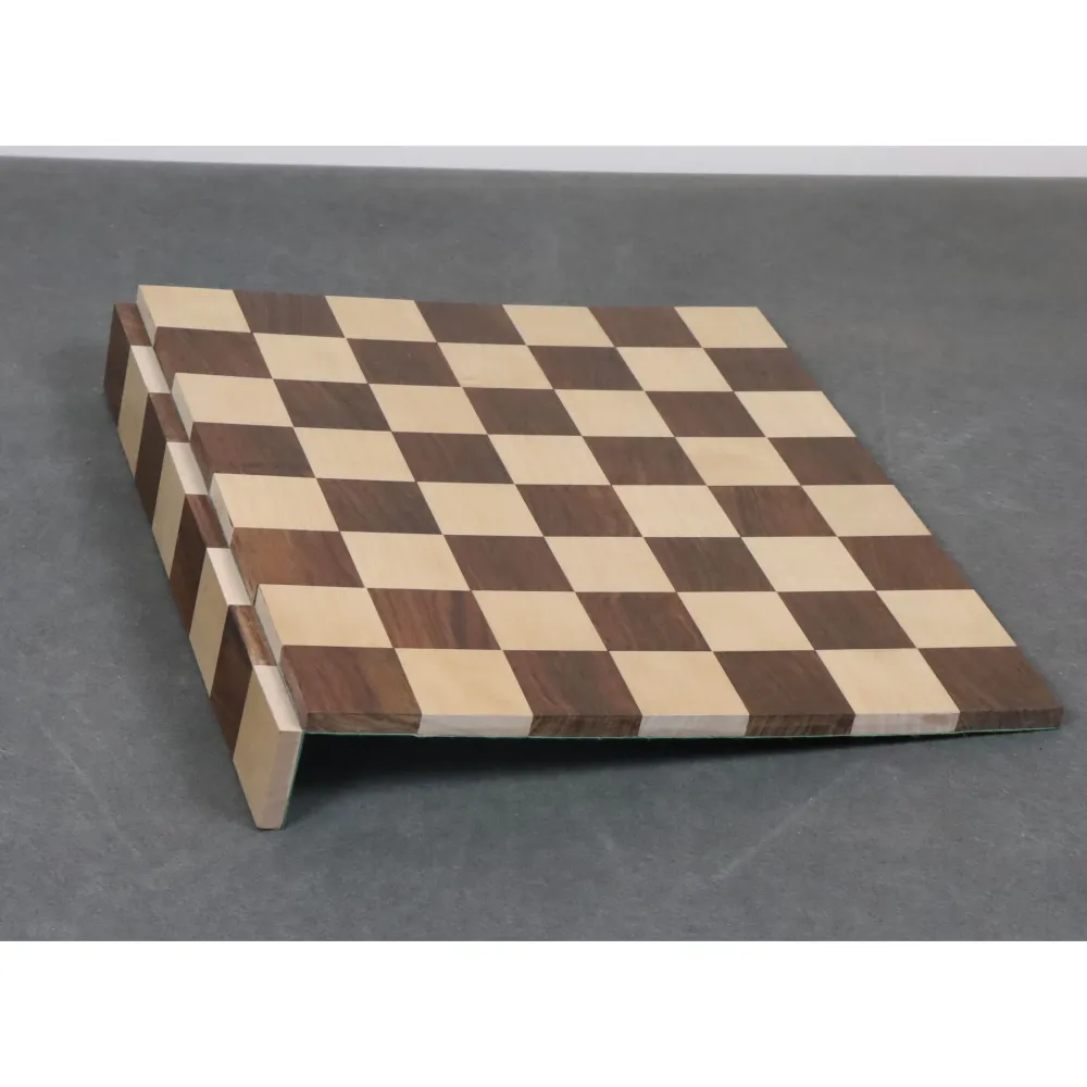 Échiquier de voyage enroulable en bois massif de 13 pouces, réalisé en bois de Bois de rose doré et en érable - cases de 4...