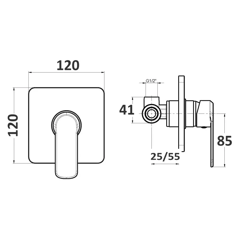 Composition de mélangeurs pour lavabo simple box, bidet et douche une voie carré Echo en laiton chromé