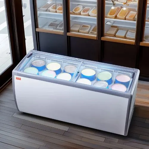 20 cu.ft Commercial Ice Cream Display Case 12 Généreux Tubs 2 Sliding Glass Doors RI-560DC