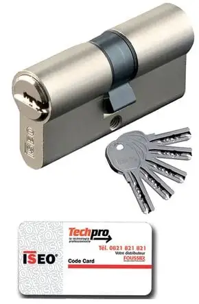 Cylindre de sûreté tech 6 nickelé s'entrouvrant Numéro stock 4