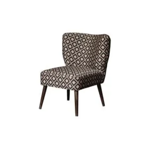 Fauteuil en bois brun et tissu à motif Pisco Chehoma - 76cm