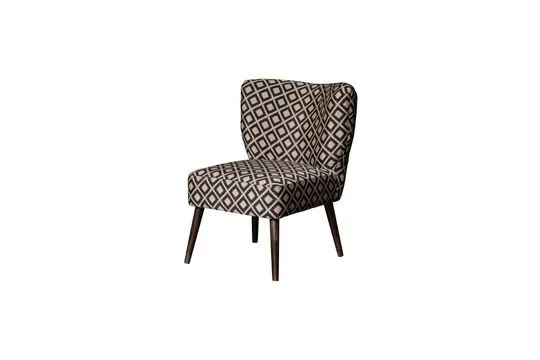 Fauteuil en bois brun et tissu à motif Pisco Chehoma - 76cm