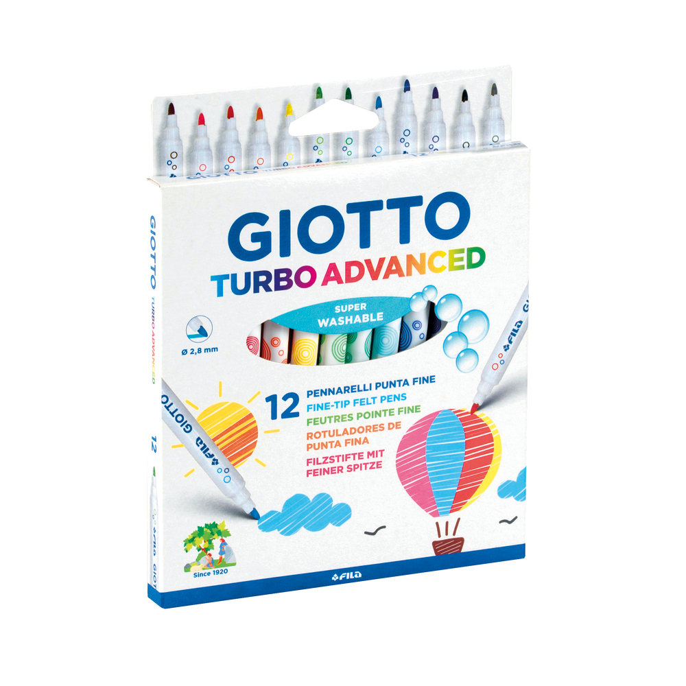 Feutres Giotto Turbo Haut de gamme x 12, dans étui avec accroche Giotto
