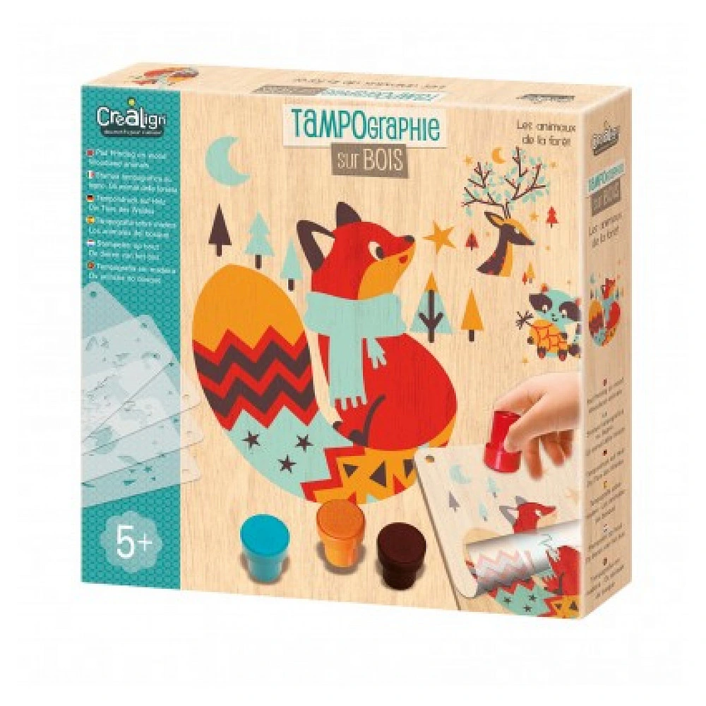 Haute Performance Tampographie sur bois - animaux de la foret