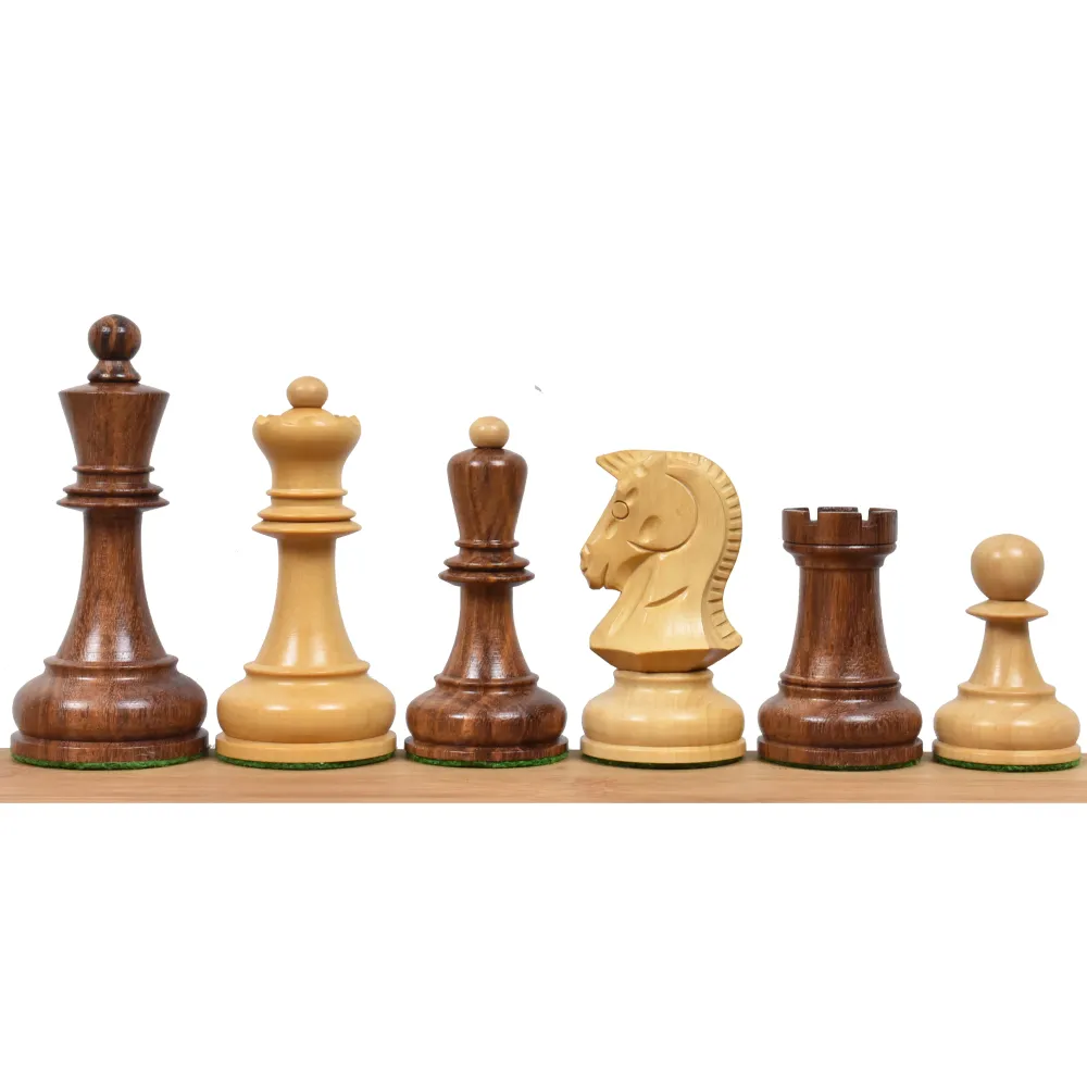 Jeu d'échecs Dubrovnik des années 1970 légèrement imparfait - Pièces d'échecs uniquement - Bois de rose doré doublement le...