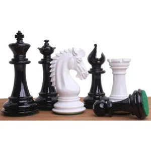 Jeu d'échecs 3.7" Emperor Staunton - Pièces d'échecs uniquement - Buis laqué blanc et noir