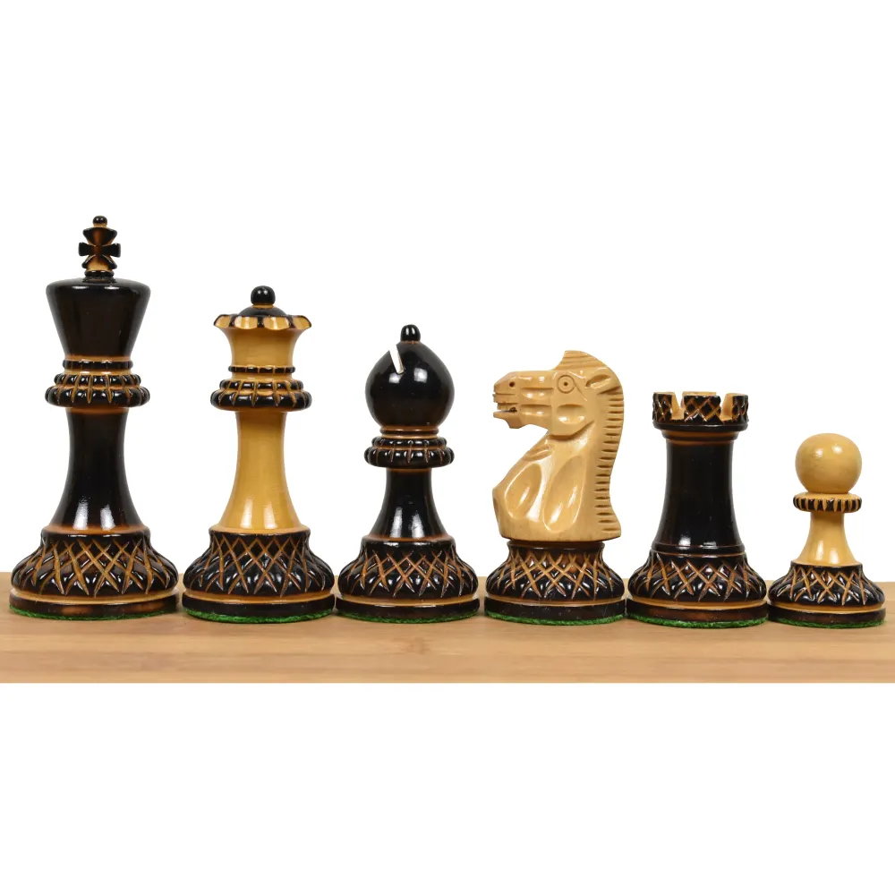 Jeu d'échecs sculpté Parker Staunton 3,9 pouces - Pièces d'échecs uniquement - Finition laquée (brillante) Bois de buis -...