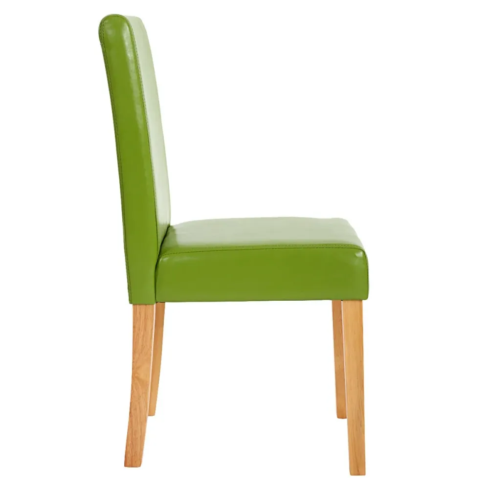 Lot de 6 chaises de salle à manger synthétique vert pieds clairs CDS04231