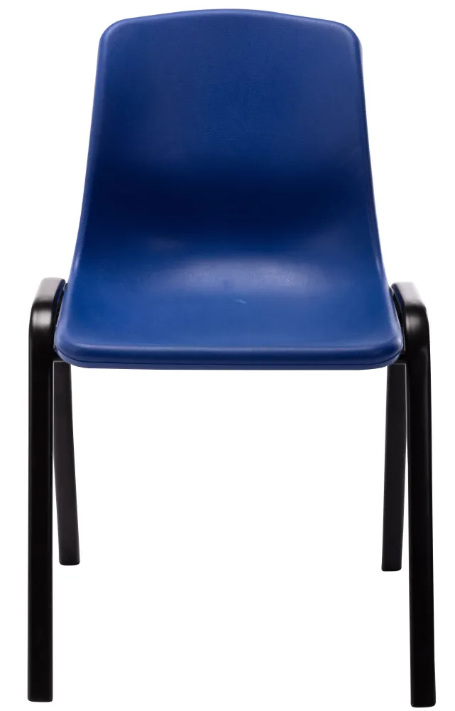 Lot de 4 chaises visiteur empilable salle d'attente en plastique bleu et métal 10_0003205