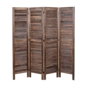 Paravent HWC-G30, cloison de séparation, pare-vue, brise-vue, style shabby chic, 170x160cm - marron
