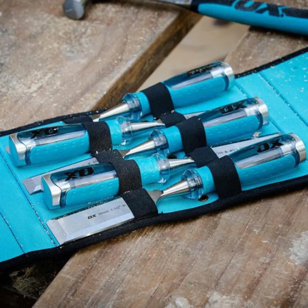 OX Pro Wood Chisel 5 Piece Set Velcro Case OX-P371005