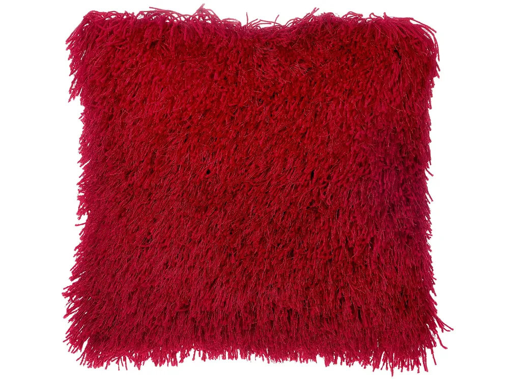 Set 2 Shaggy Cushions 45 x 45 cm Red CIDE