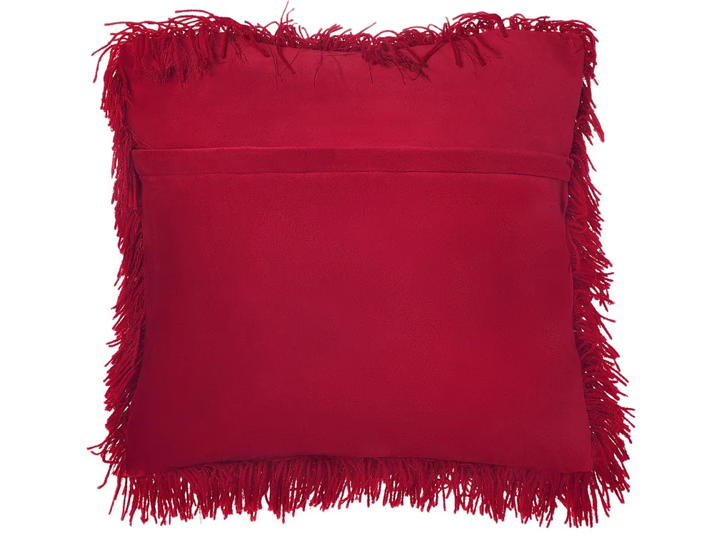 Set 2 Shaggy Cushions 45 x 45 cm Red CIDE
