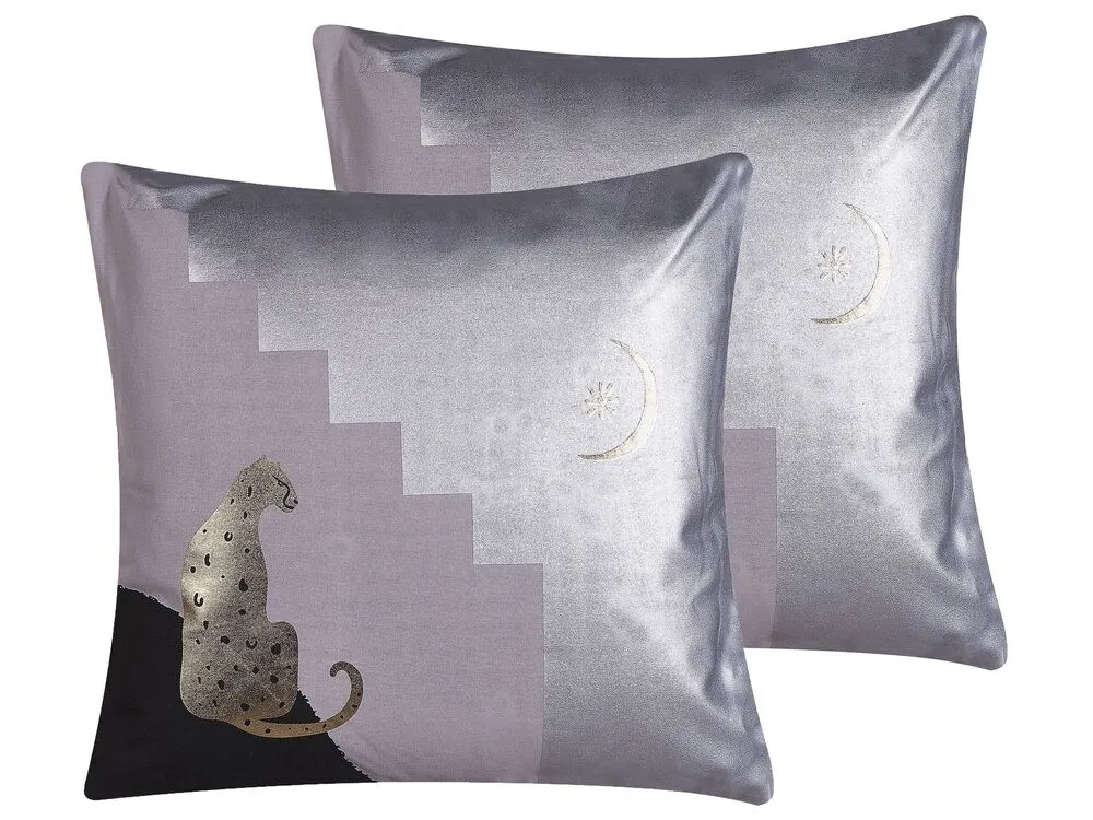 Sierkussen set van 2 cheetah motief meerkleurig 45 x 45 cm DIGITALIS