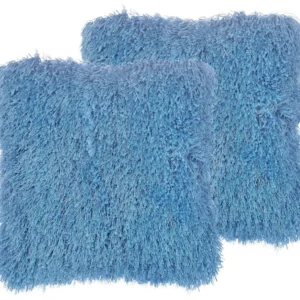 Sierkussen set van 2 shaggy blauw 45 x 45 cm CIDE