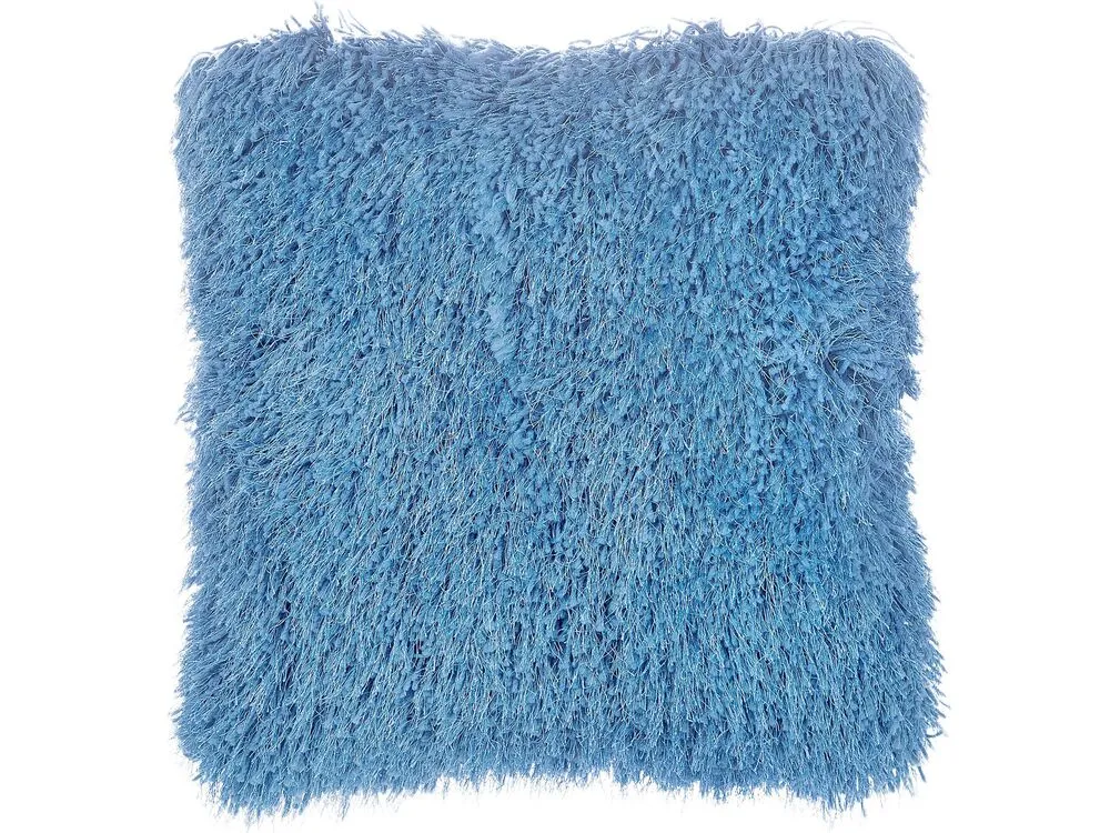 Sierkussen set van 2 shaggy blauw 45 x 45 cm CIDE