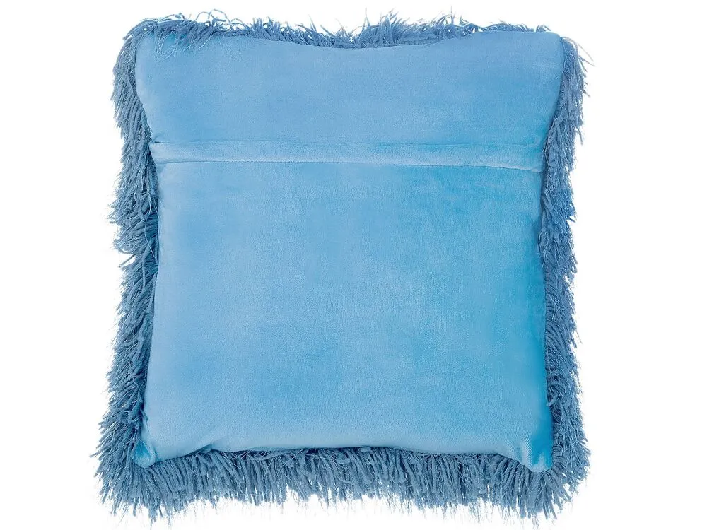 Sierkussen set van 2 shaggy blauw 45 x 45 cm CIDE