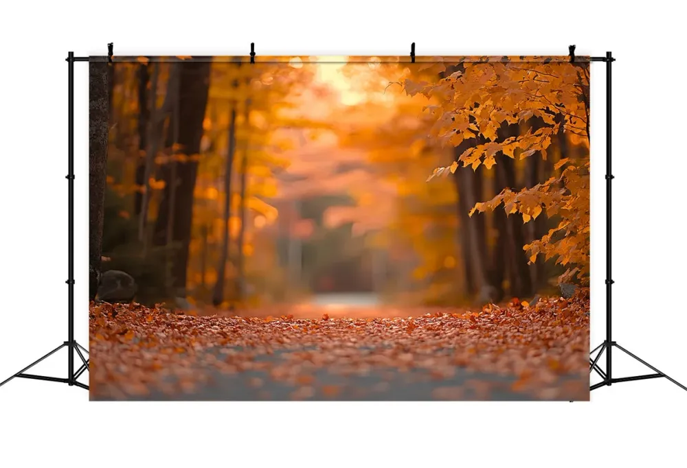 Toile de fond Automne Sentier Tranquille et Feuilles en êt CSH6-230