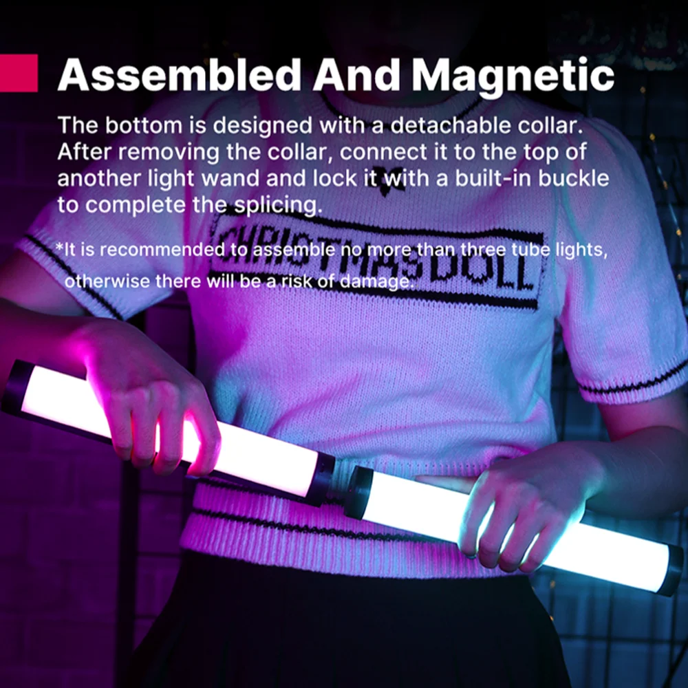 Ulanzi VL110RGB - Tube vidéo multicolore, sans fil et à autonomie renouvelable
