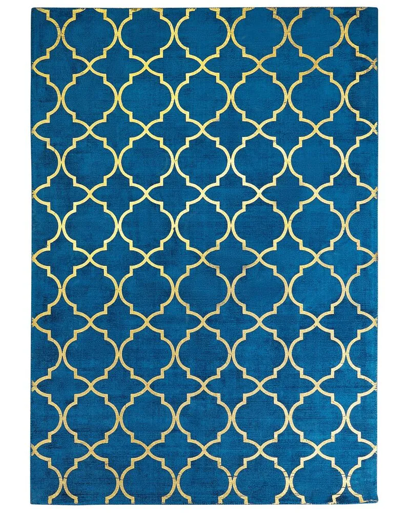 Vloerkleed viscose marineblauw/goud 160 x 230 cm YELKI