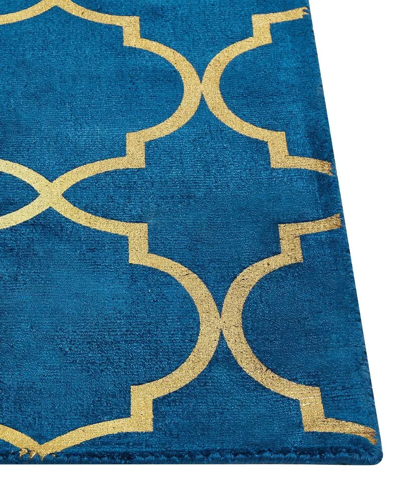 Vloerkleed viscose marineblauw/goud 160 x 230 cm YELKI