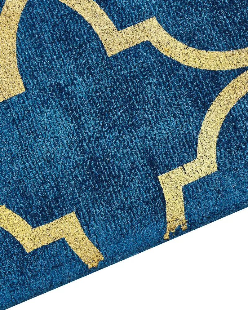 Vloerkleed viscose marineblauw/goud 160 x 230 cm YELKI