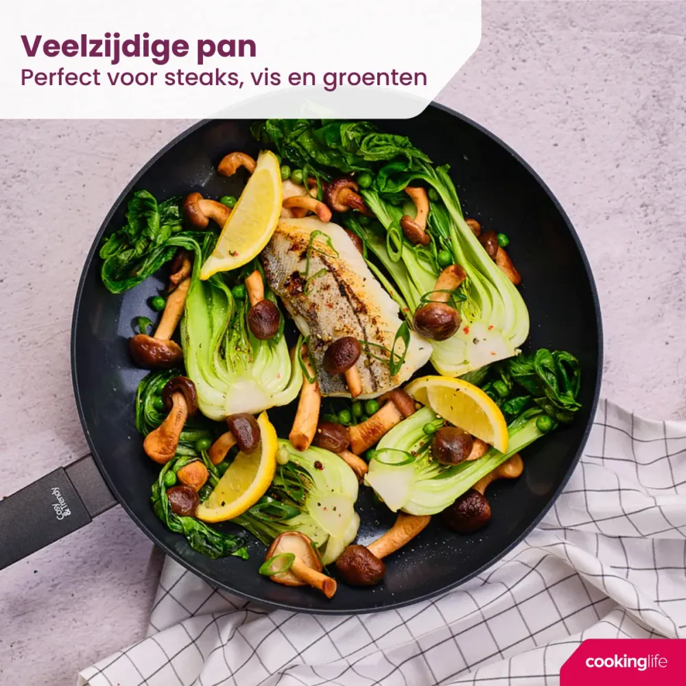 Cookinglife Koekenpan Noir jais Cera - ø 28 cm - keramische anti-aanbaklaag - geschikt voor alle warmtebronnen