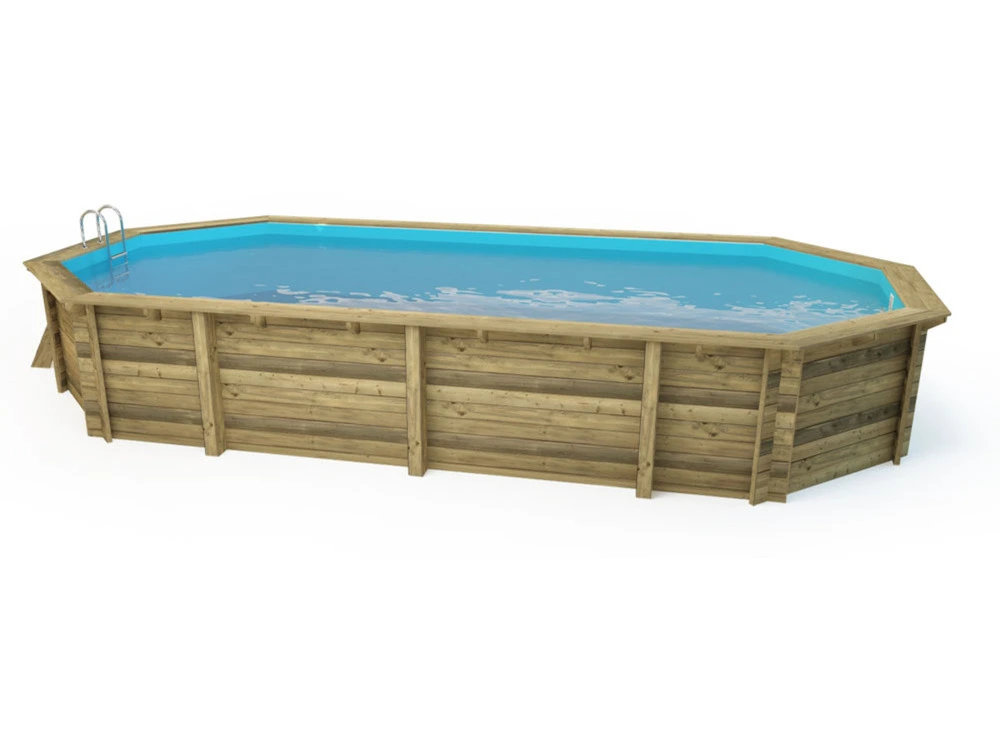 Piscine bois " ibiza 145 " - 8.57 x 4.57 x 1.45 m + bâche à bulles 180 µ + bâche hiver 280 gr/m²
