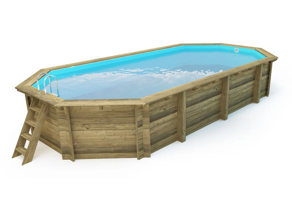 Piscine bois " ibiza 145 " - 8.57 x 4.57 x 1.45 m + bâche à bulles 180 µ + bâche hiver 280 gr/m²