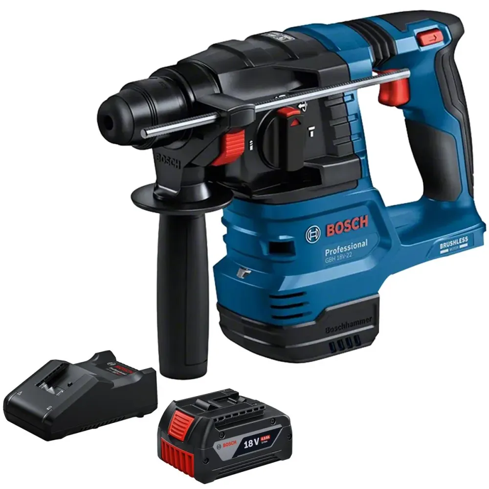 Bosch GBH 18V-22 18V Brushless SDS-Plus Rotary Hammer Drill 1 x 4.0Ah Battery & Charger