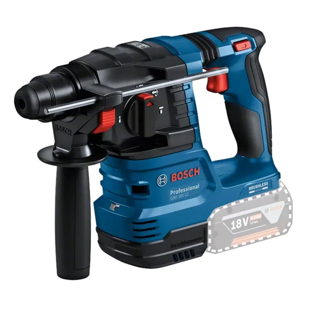 Bosch GBH 18V-22 18V Brushless SDS-Plus Rotary Hammer Drill 1 x 5.0Ah Battery, Charger & Case