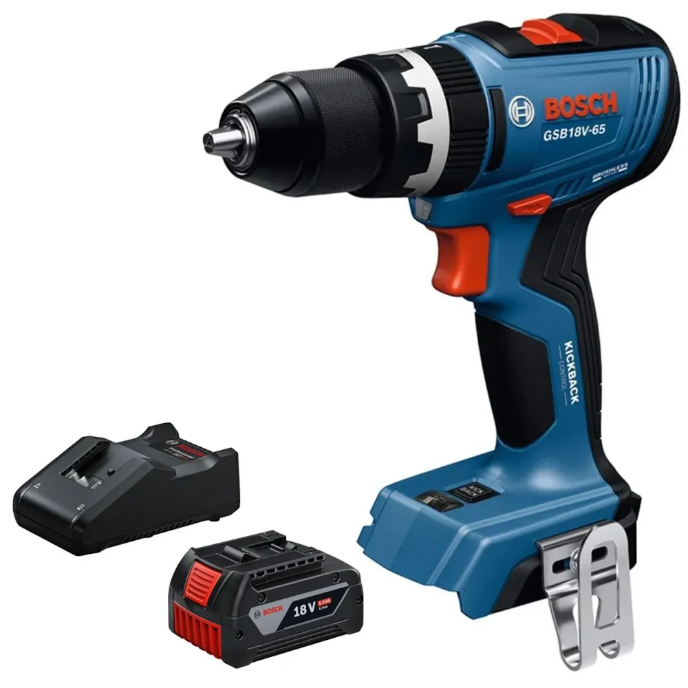 Bosch GSB 18V-65 18V Brushless Combi Drill 1 x 5.0Ah Battery & Charger