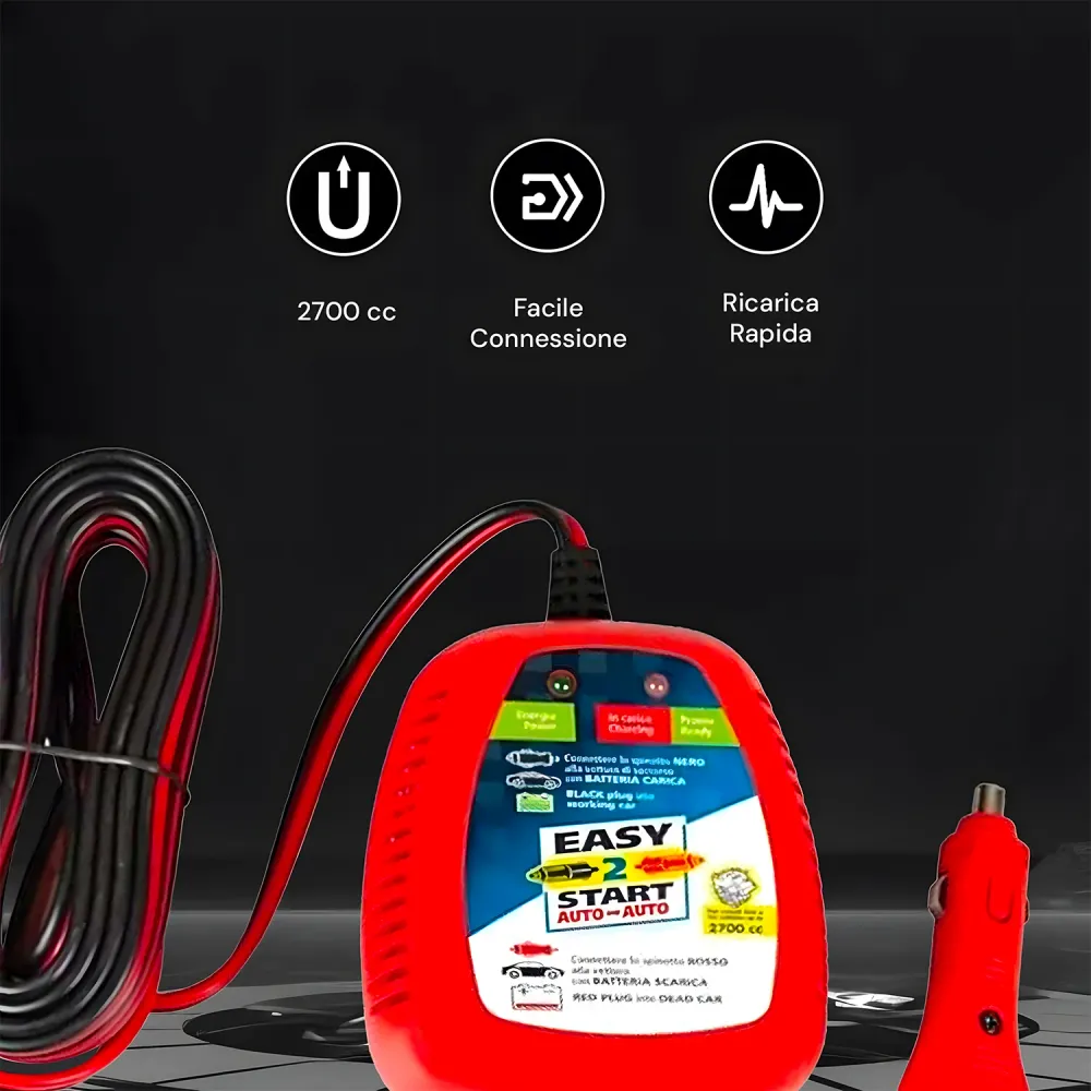Couvre-selle imperméable Avviatore Cavo Caricabatteria Per Veicoli Fino 2700cc 5m 12v