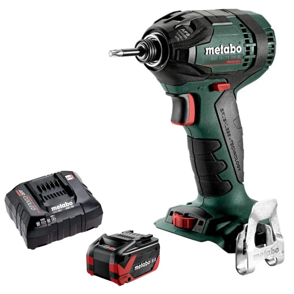 Couvre-selle imperméable Metabo SSD 18 LTX 200 BL 18V Brushless 1/4" Impact Driver 1 x 8.0Ah Battery & Charger