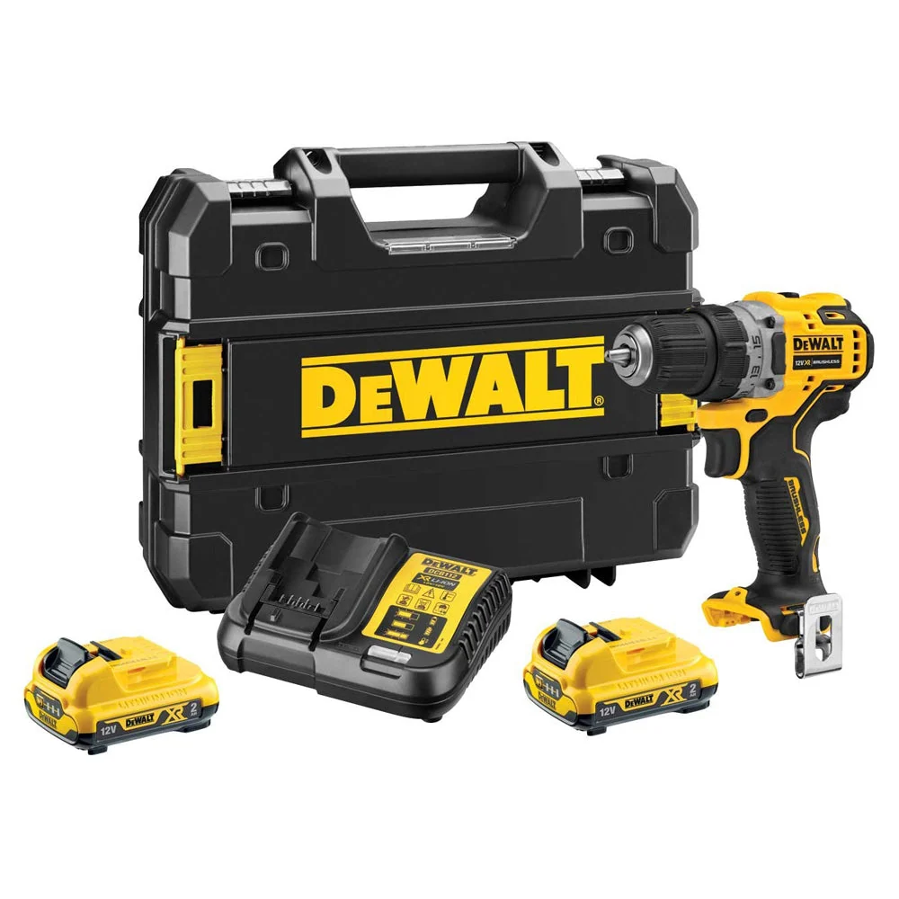Dewalt DCD701D2 12V XR Brushless Réduit Drill Driver 2 x 2.0Ah Battery Charger & Case