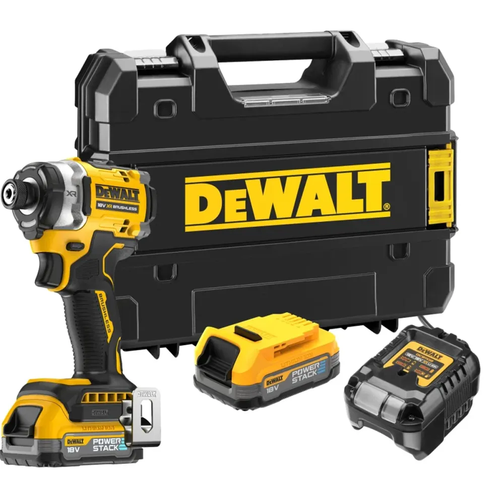 DeWalt DCF860E2T 18V Autonome Brushless Impact Driver 2 x 1.7Ah POWERSTACK Batteries Charger & Kitbox