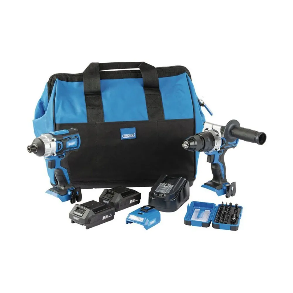 Draper PTK8/D20 Twin Kit 2 x 2.0Ah Batteries, 1 x Immédiat charger & Bag 90471