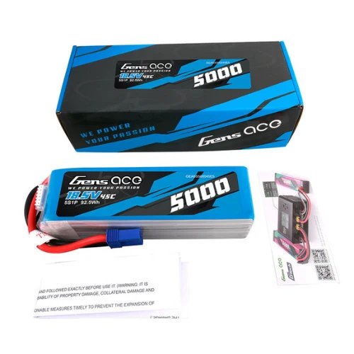 Gens Ace 5000mAh 5S1P 18.5V Lipo Battery Pack EC5 Plug GEA5S500045E5