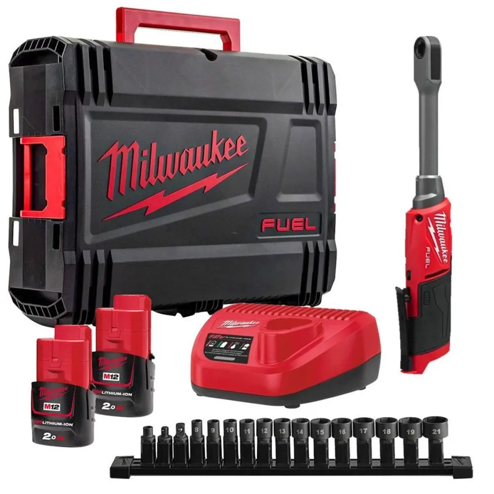 Housse de protection quad Milwaukee M12FPTR-202X 12V FUEL Brushless Pass Through Ratchet 2 x 2.0Ah Batteries, Charger & Ca...