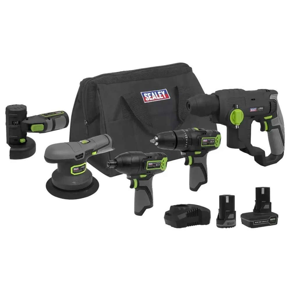 Housse de protection quad Sealey CP108VCOMBO7 SV10.8V Series Sans fil Combo 5 Piece Kit 2 Batteries & Charger