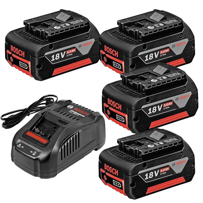 Lot de 4 batteries 5Ah 18V + chargeur GAL 1880 CV BOSCH Qualifié
