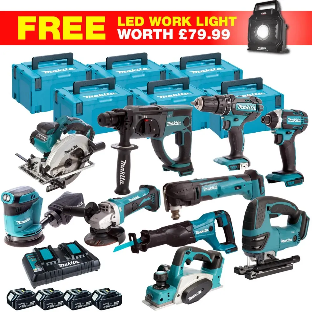 Makita 18V 11 Piece Combo Kit 4 x 5.0Ah Batteries & Charger T4TKIT-27801