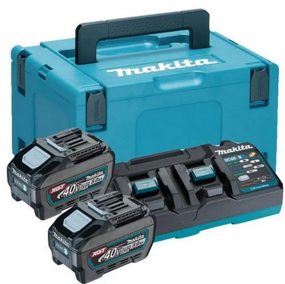 Makita 191U20-2 40VMax XGT Power Source Kit 240V 2 x 5.0Ah BL4050F Batteries, Charger & Case