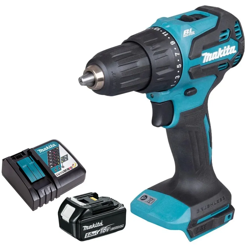 Makita DHP490Z 18V LXT Li-Ion Brushless Combi Drill 1 x 5.0Ah Battery & Charger