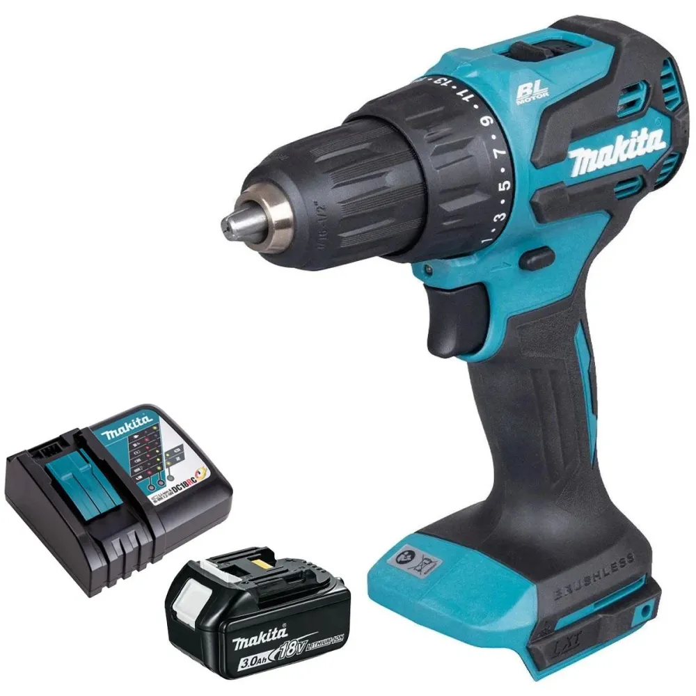Makita DHP490Z 18V LXT Li-Ion Brushless Combi Drill 1 x 3.0Ah Battery & Charger