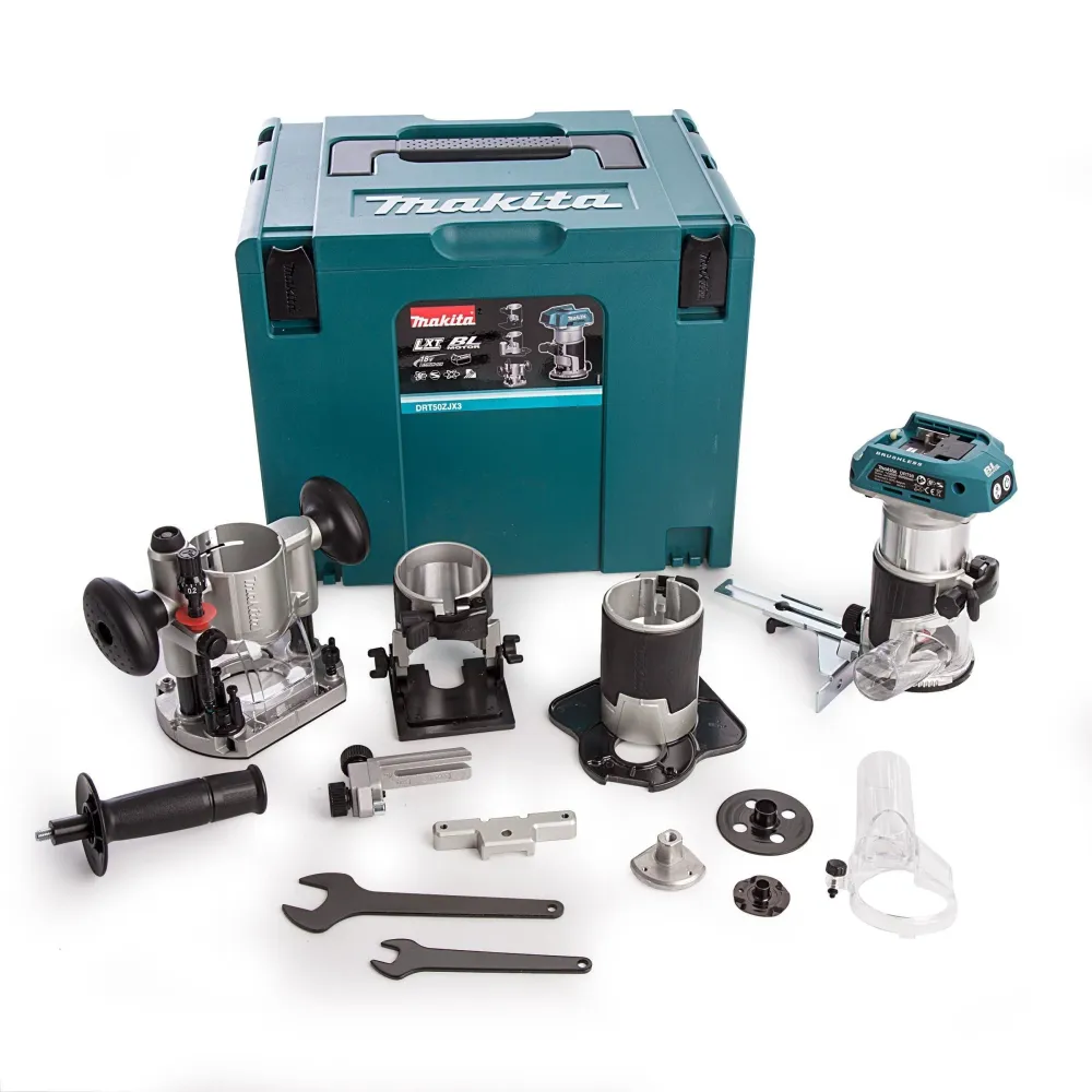 Makita DRT50ZJX3 18V LXT Brushless 1/4" Router Trimmer Body 1 x 6.0Ah Battery Charger & Case