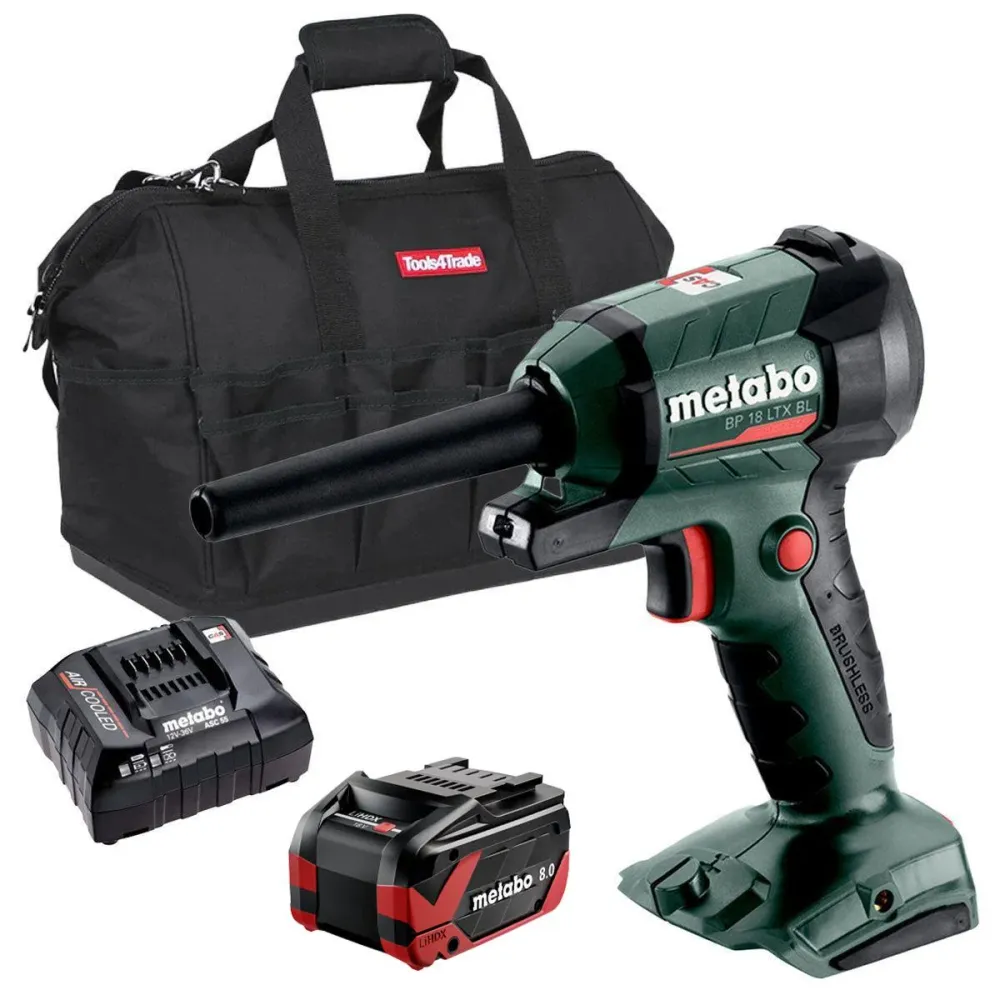 Metabo BP 18 LTX BL 18V Brushless Blower 1 x 8.0Ah Battery Charger & Bag