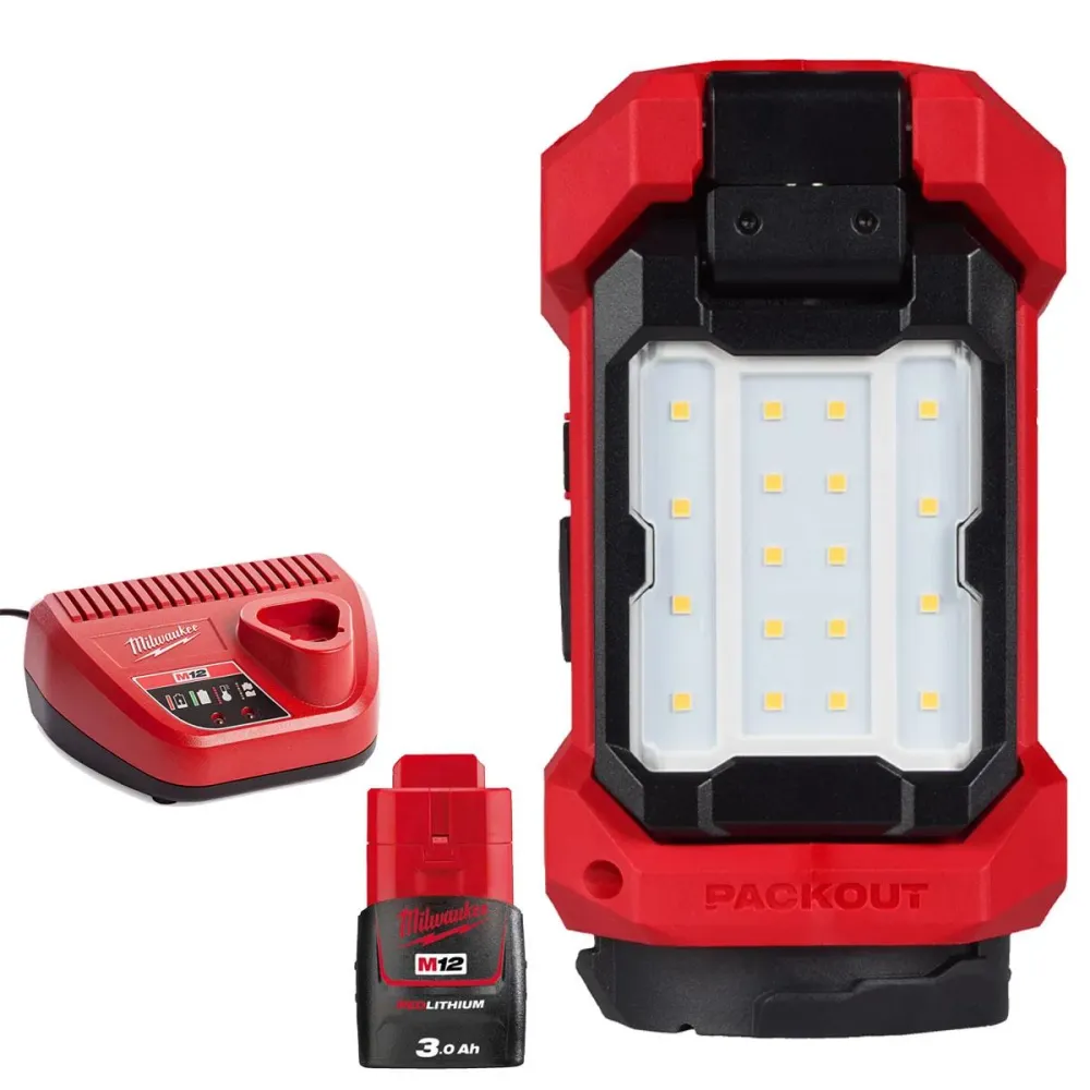 Milwaukee M12ALIP-0 12V Seul Cleat Packout Task Light 1 x 3.0Ah Battery & Charger